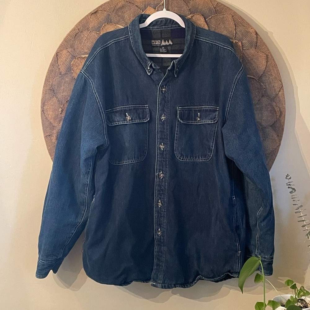WFS Element Gear Plaid Fleece Lined Denim Shacket